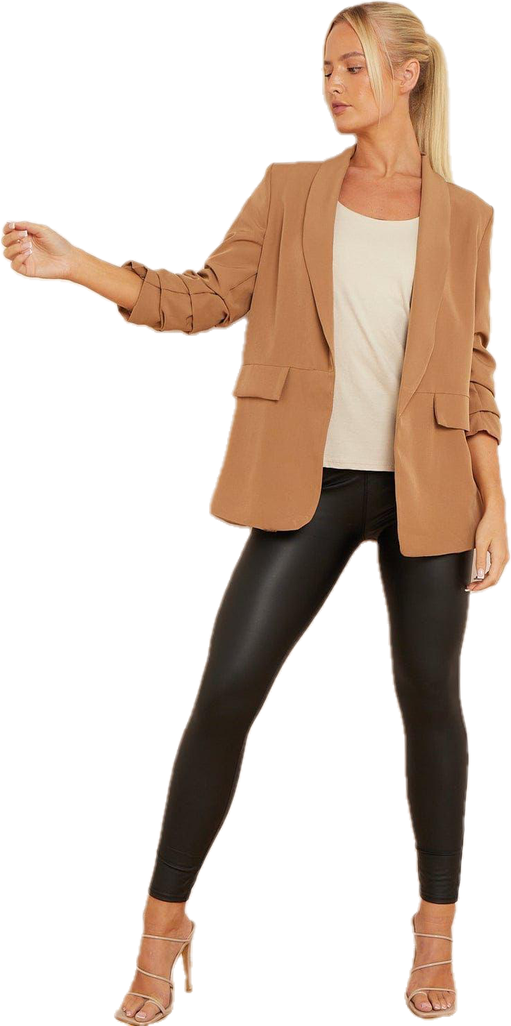 INDIE 3/4 Rouched Sleeve Blazer