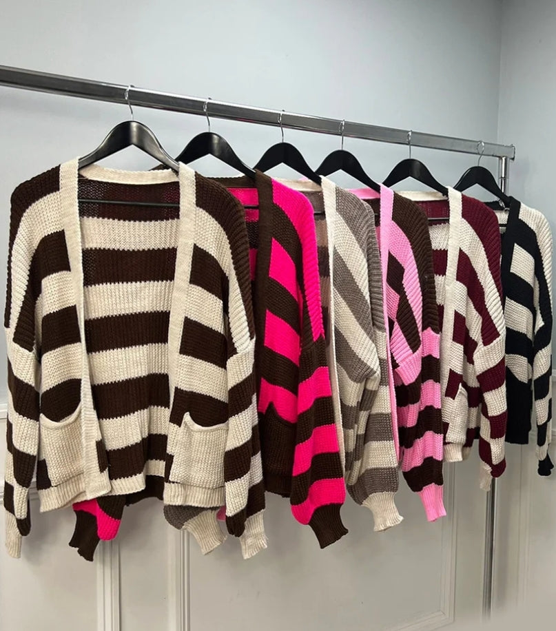 FRANCESCA Chunky Striped Knit Cardigan