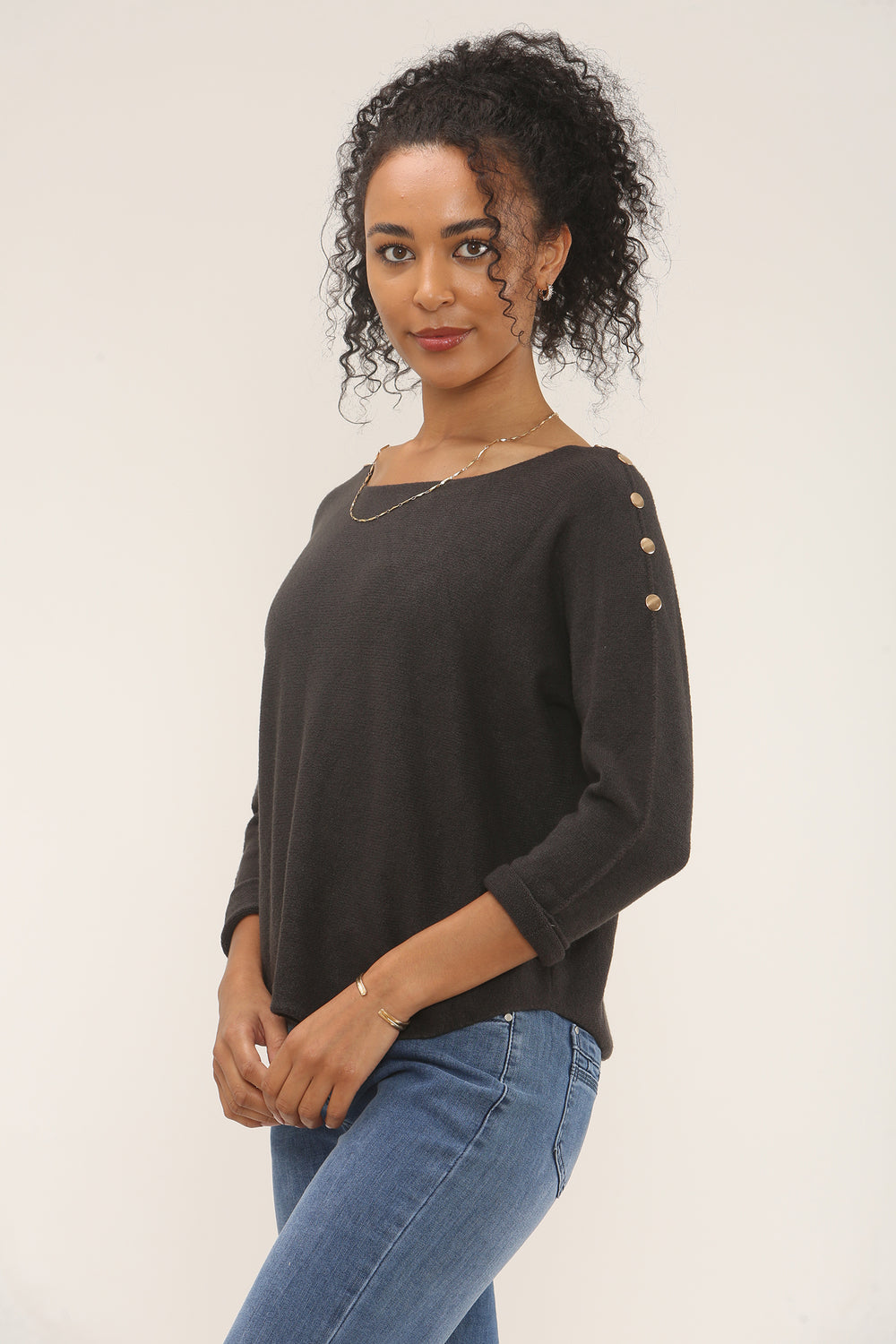 PIXIE Studded Sleeve Knit Jumper