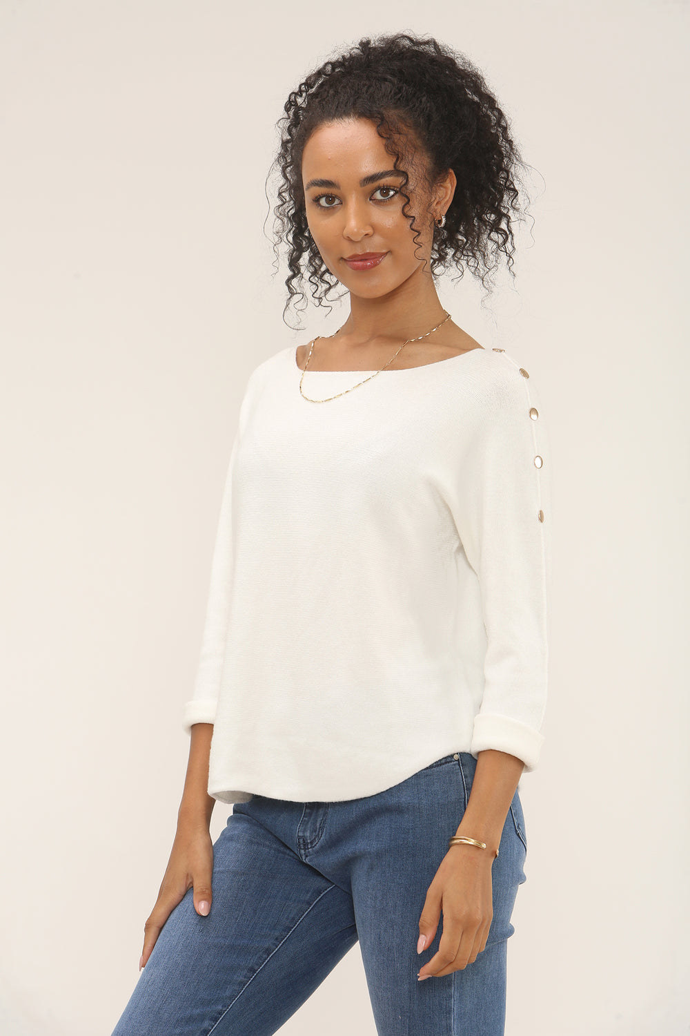 PIXIE Studded Sleeve Knit Jumper