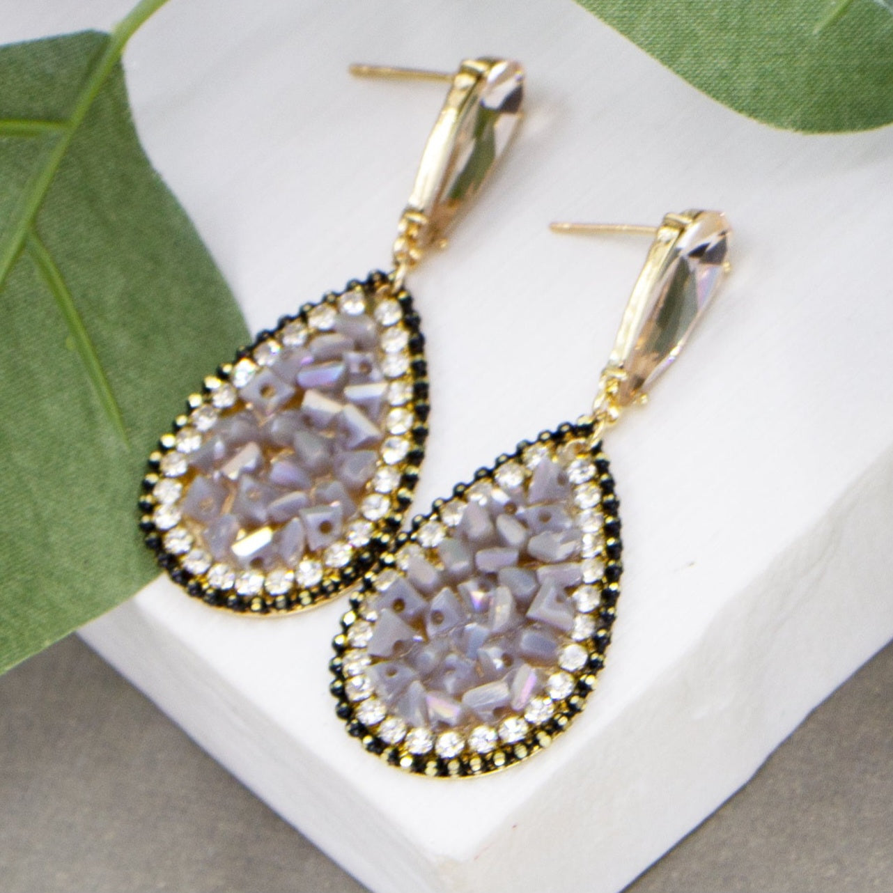 Pastel Chip Tear Drop Earrings