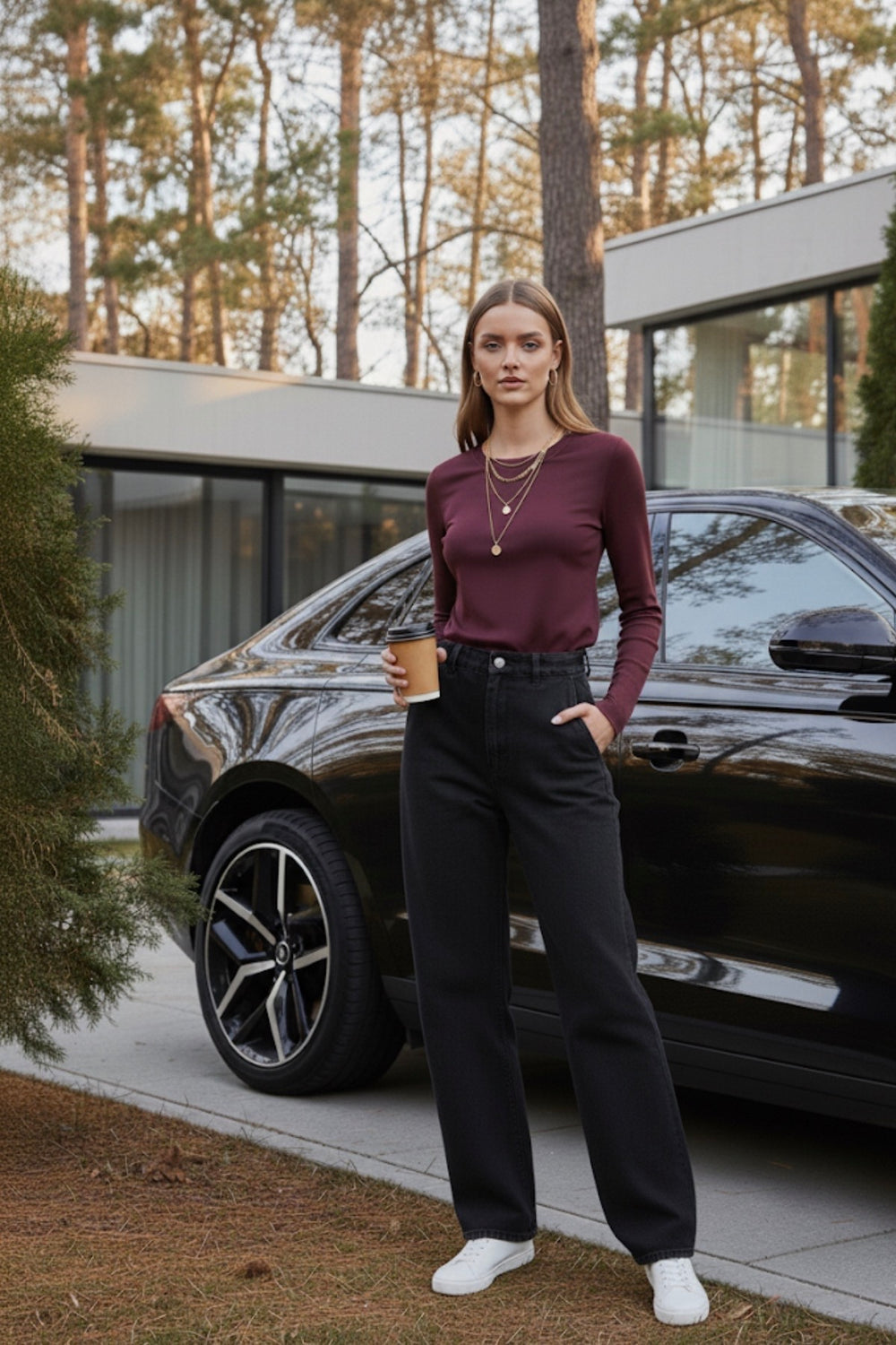 EVIE Soft Stretch Crew Neck Tee - Long Sleeve