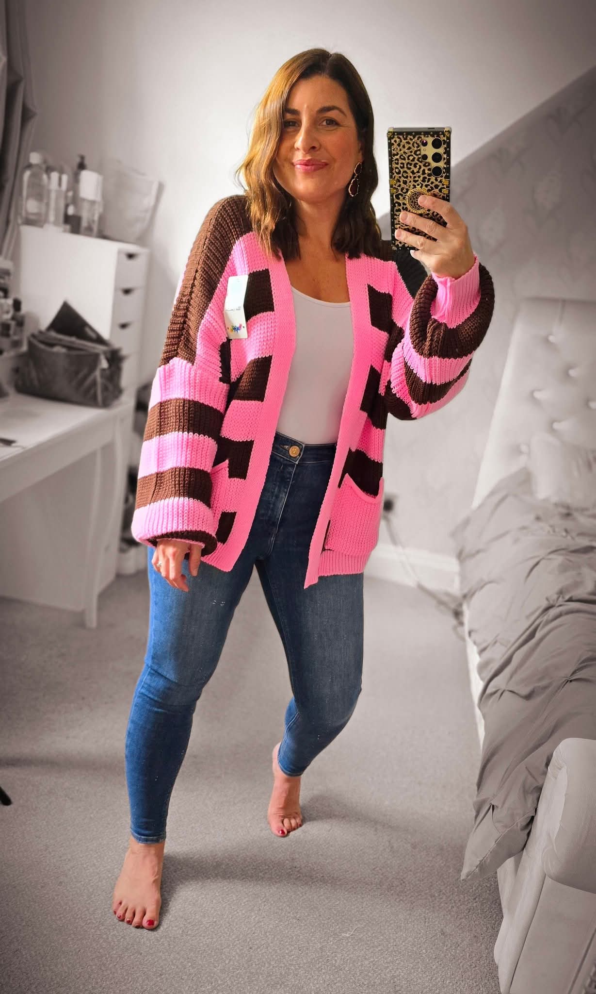 FRANCESCA Chunky Striped Knit Cardigan