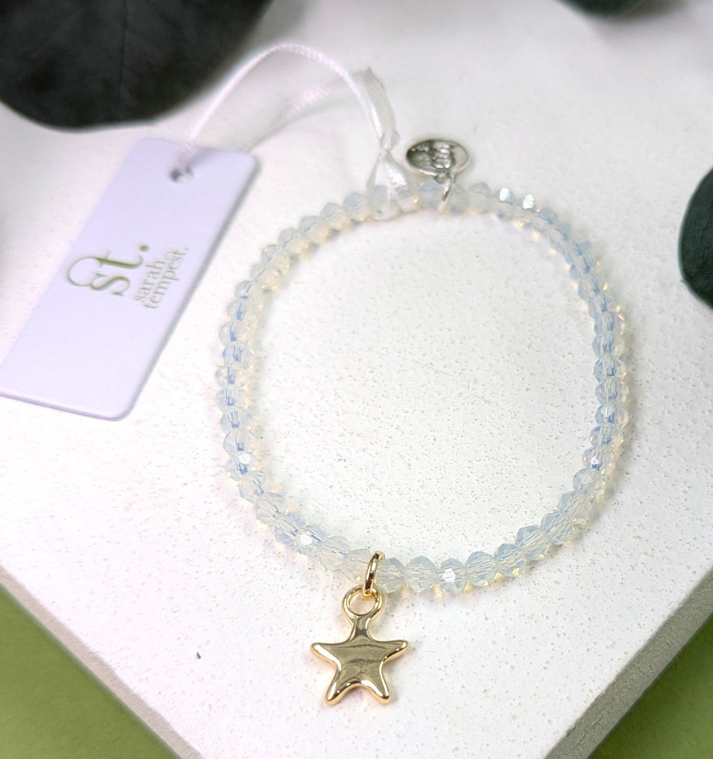 Cut Glass Beaded Bracelet - Clear/Gold