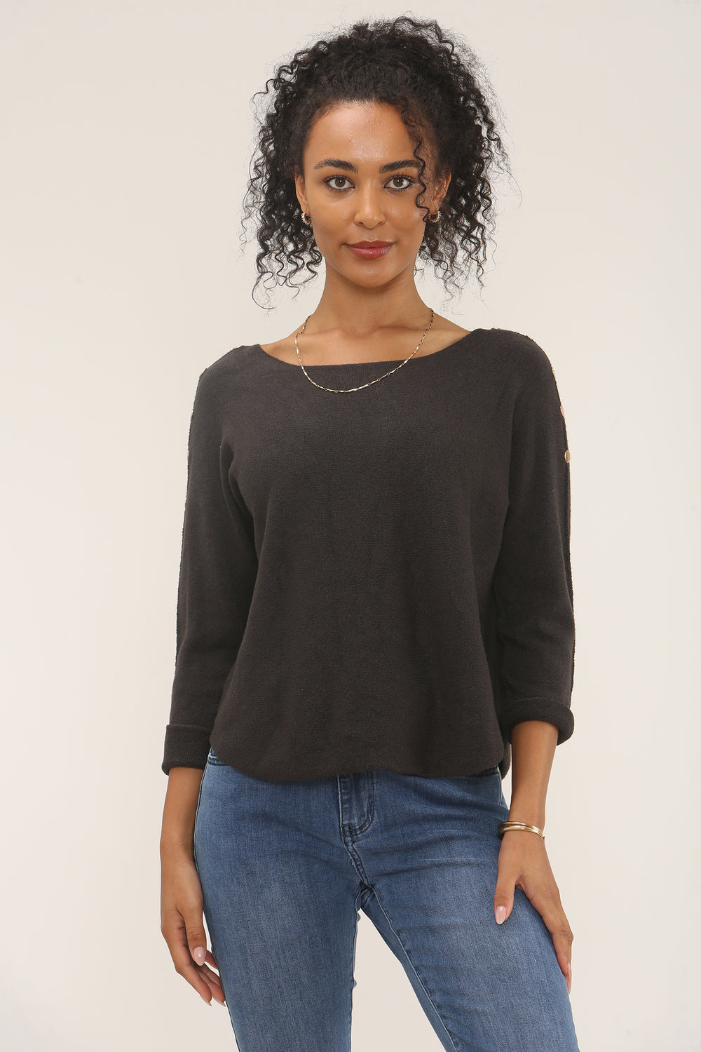 PIXIE Studded Sleeve Knit Jumper