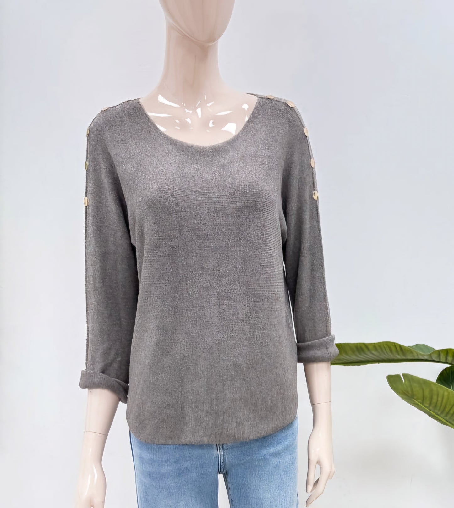 PIXIE Studded Sleeve Knit Jumper