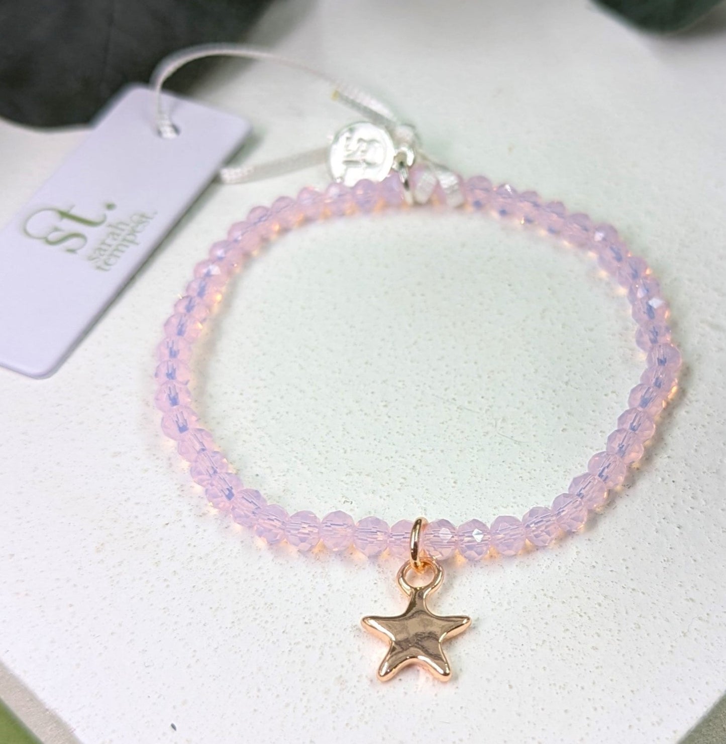 Cut Glass Beaded Bracelet - Pink/RoseGold