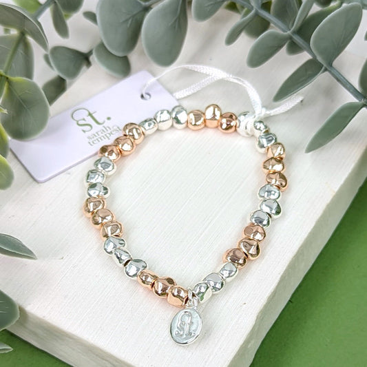 Nugget Beaded Bracelet - Rose Gold/Silver