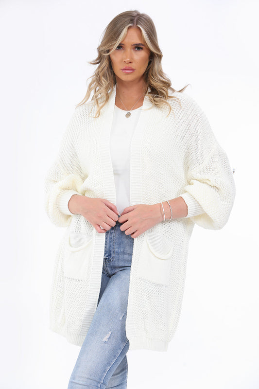 CLARA Mid Length Balloon Sleeve Cardigan