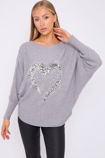 ARABELLA Sequin Heart Jumper