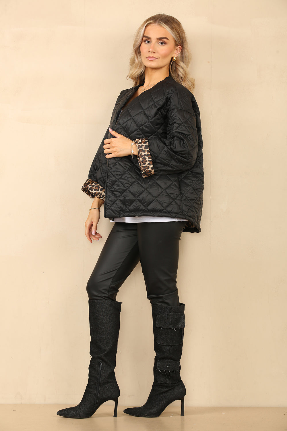 CORA Leopard Lined Quilted Jacket