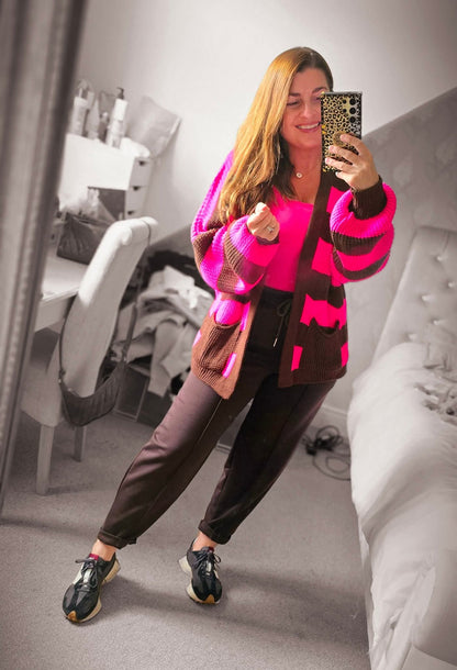 FRANCESCA Chunky Striped Knit Cardigan
