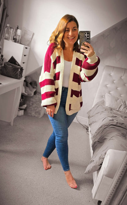 FRANCESCA Chunky Striped Knit Cardigan