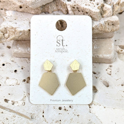 Pentagon Shape Dangle Earrings - Gold