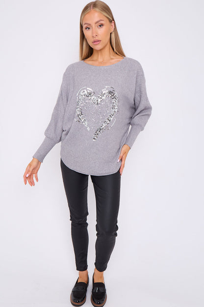 ARABELLA Sequin Heart Jumper