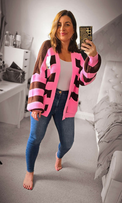 FRANCESCA Chunky Striped Knit Cardigan