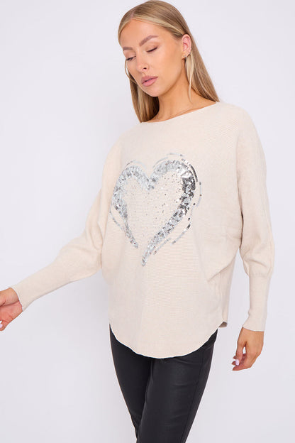 ARABELLA Sequin Heart Jumper