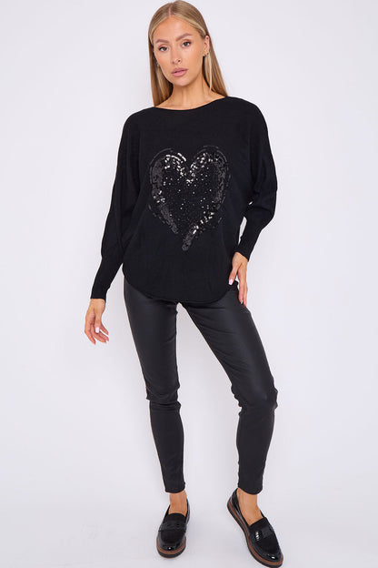 ARABELLA Sequin Heart Jumper