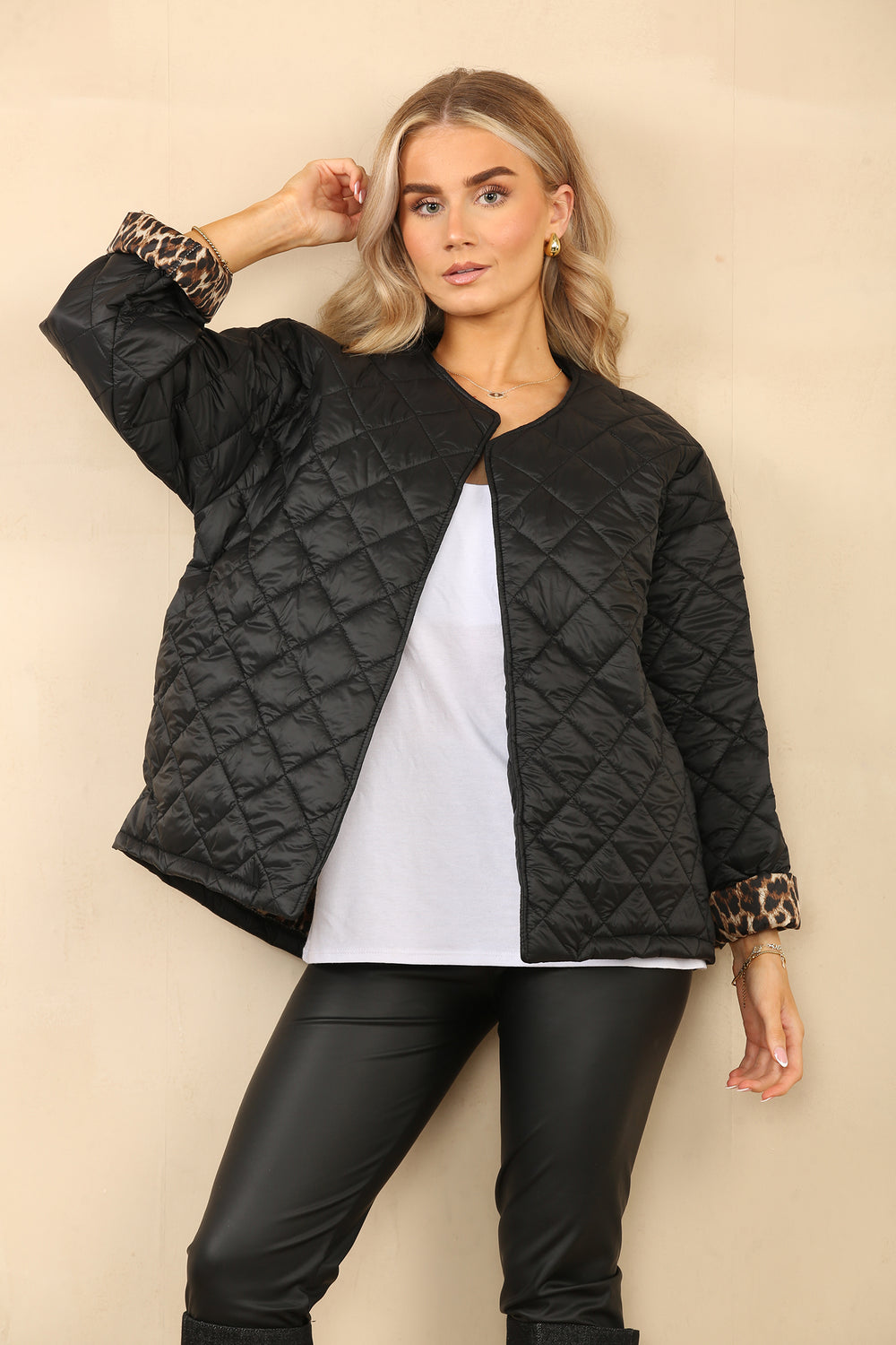 CORA Leopard Lined Quilted Jacket