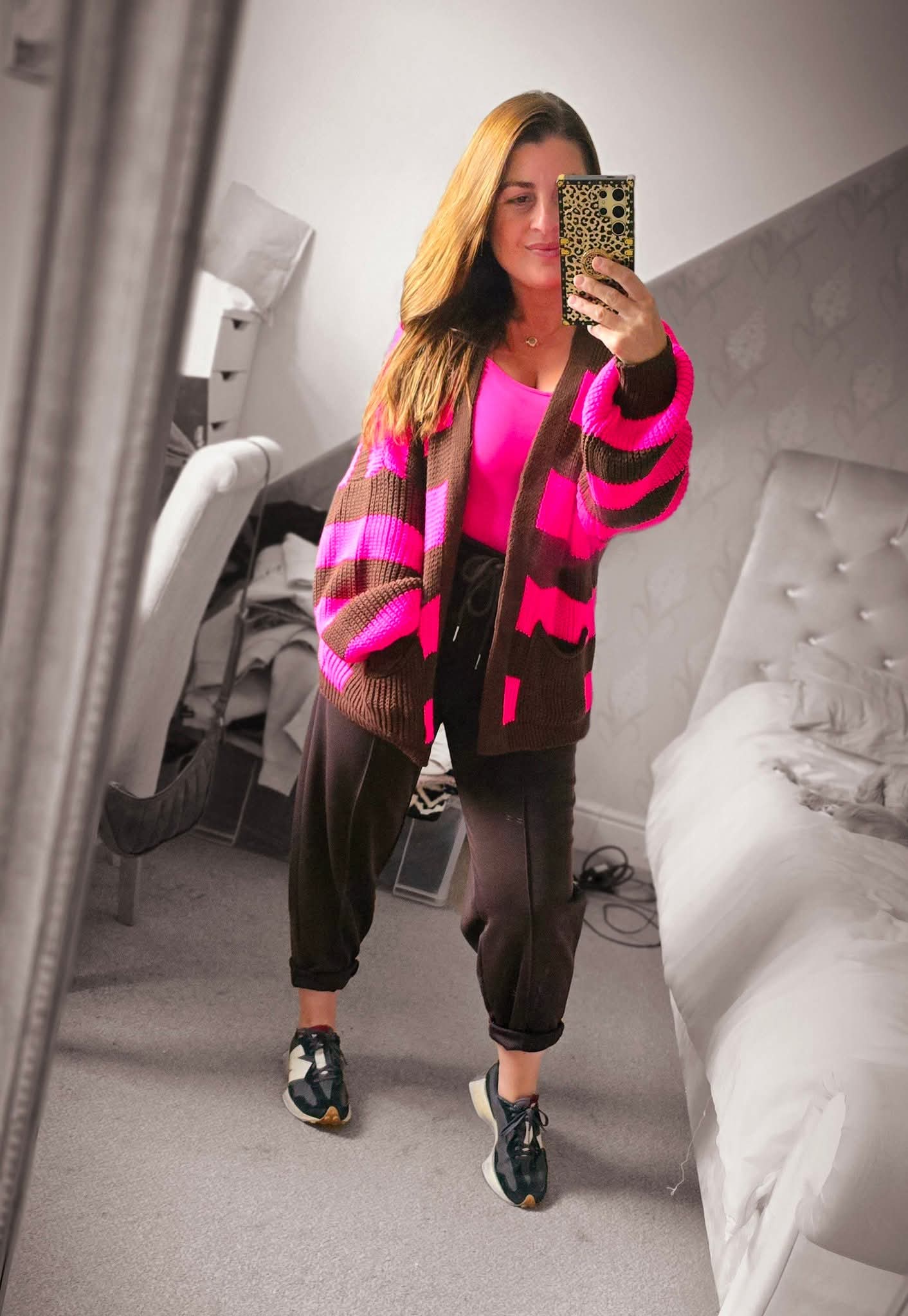 FRANCESCA Chunky Striped Knit Cardigan