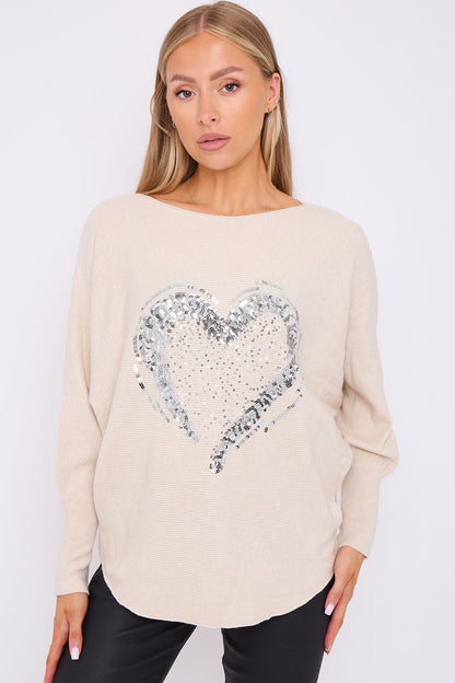 ARABELLA Sequin Heart Jumper