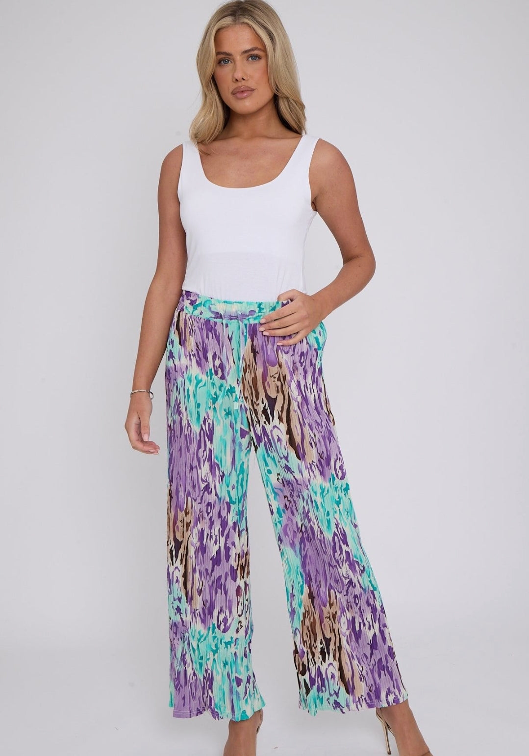 LOTTIE Bright Print Wide Leg Trousers