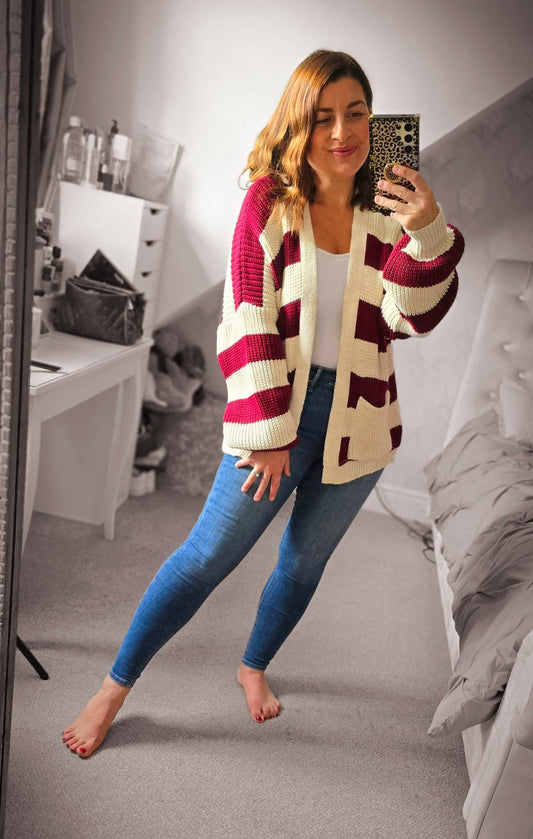 FRANCESCA Chunky Striped Knit Cardigan
