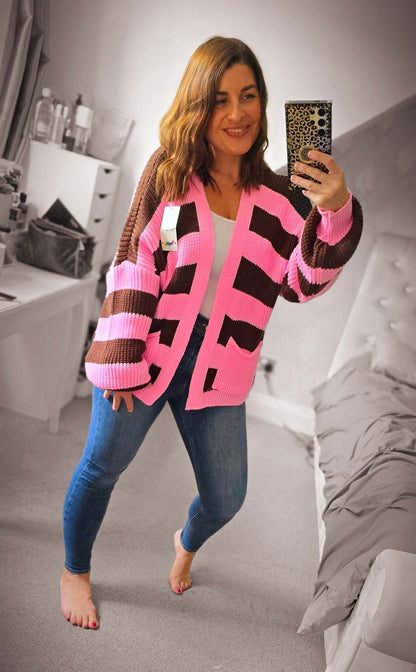 FRANCESCA Chunky Striped Knit Cardigan