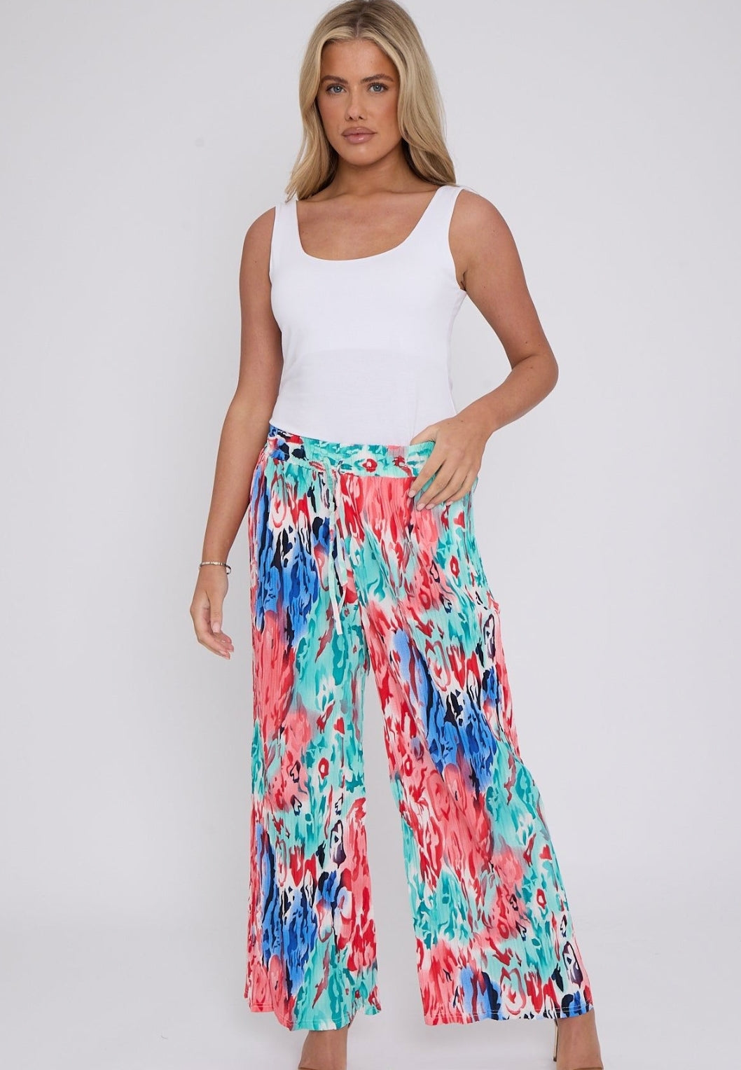 LOTTIE Bright Print Wide Leg Trousers