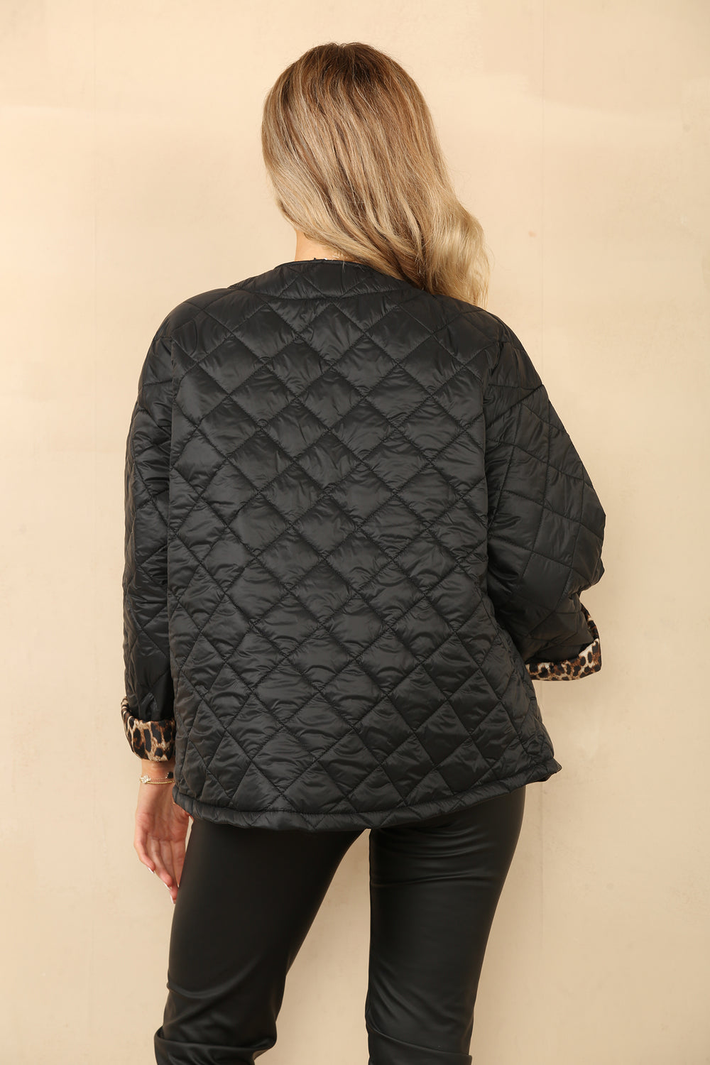 CORA Leopard Lined Quilted Jacket