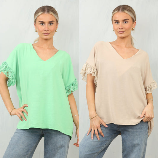 GENIE Lace Sleeve Top
