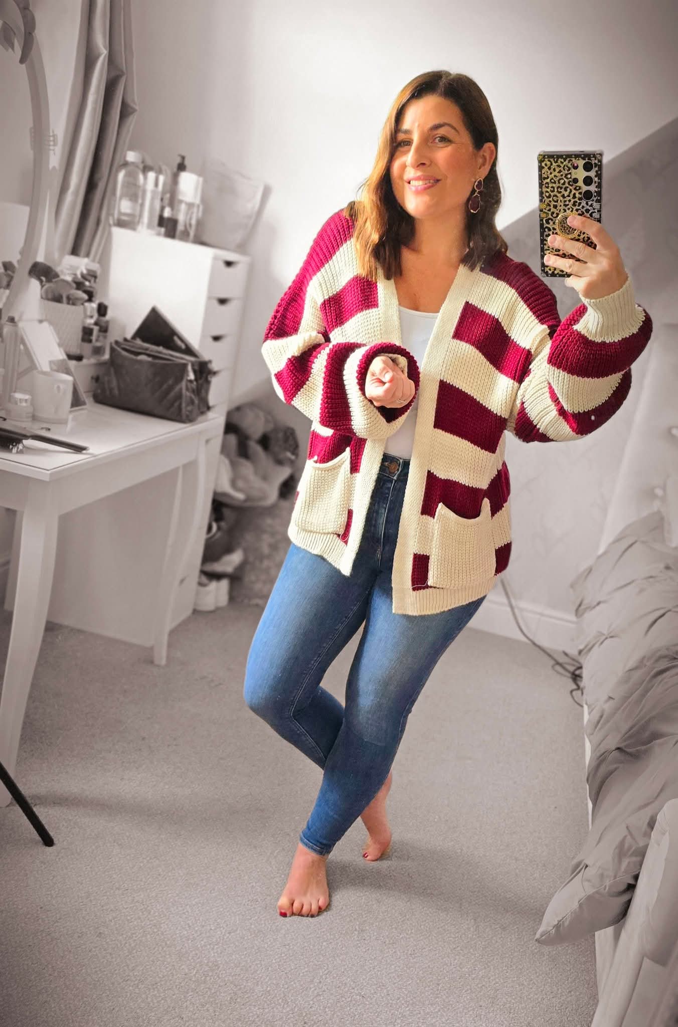 FRANCESCA Chunky Striped Knit Cardigan
