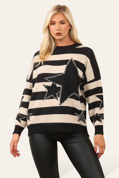 CHELSEA Crystal Star/Stripe Jumper