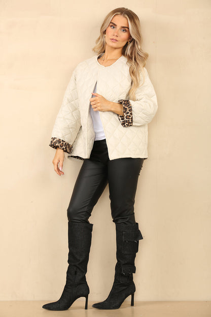 CORA Leopard Lined Quilted Jacket